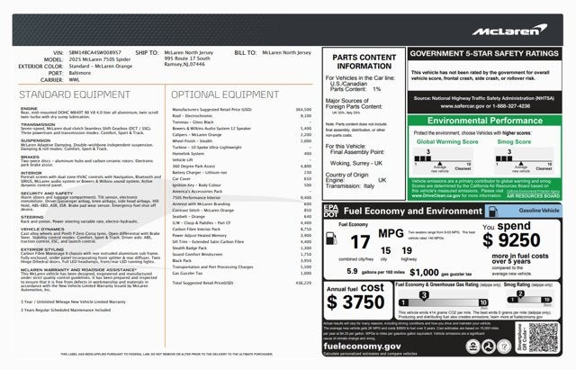 2025 McLaren 750S Spider Performance