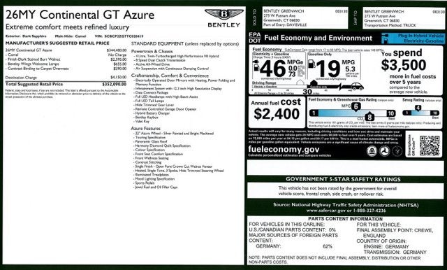 2026 Bentley Continental GT Azure