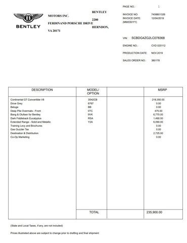 2020 Bentley Continental GTC V8