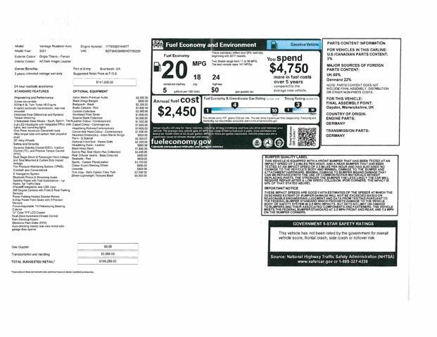 2021 Aston Martin Vantage Roadster