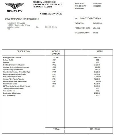 2023 Bentley Bentayga EWB Azure V8 First Edition