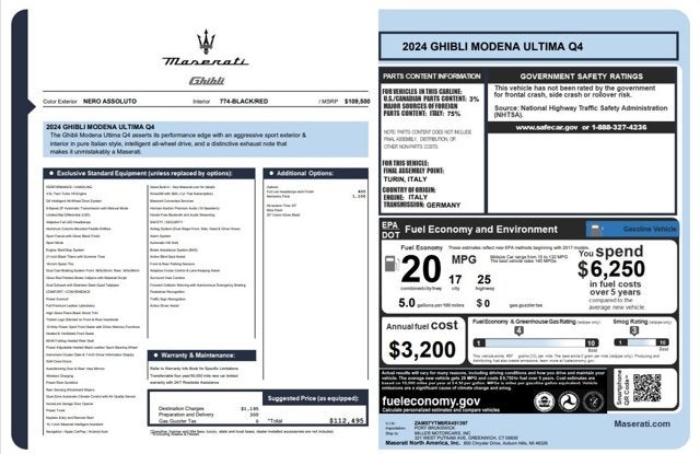 2024 Maserati Ghibli Modena Ultima Q4